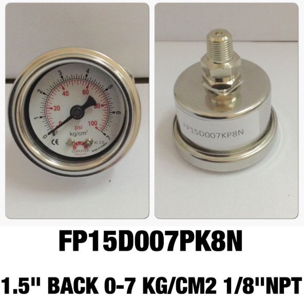 Safeguage Pressure Gauge 0-7 Kg/cm2 & 0-100 psi Dia.1.5" Conn.1/8"npt Back Type